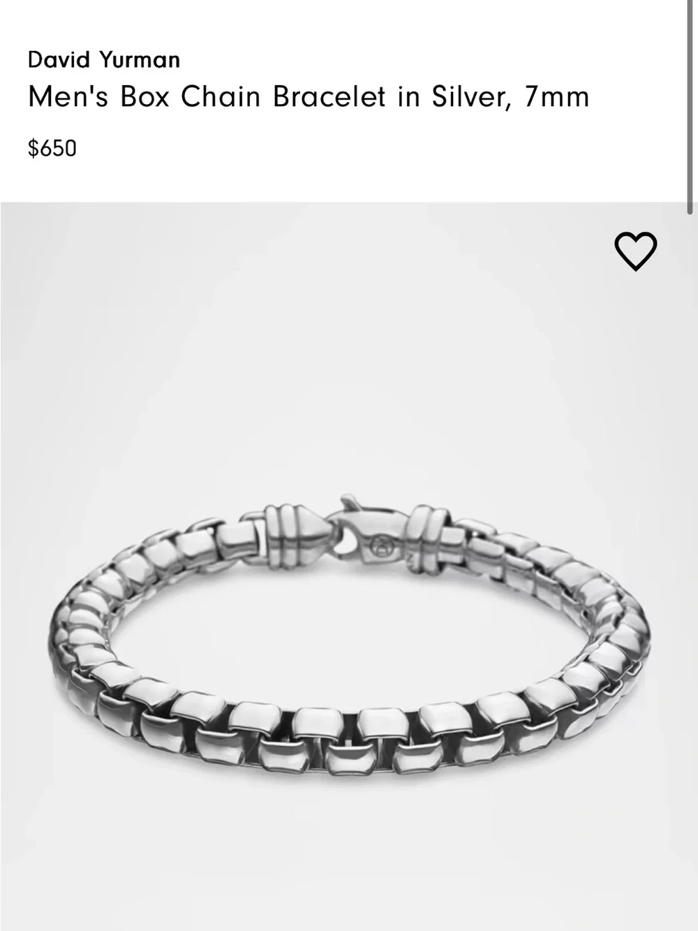 DAVID YURMAN Men's Box Chain Bracelet in Silver, 7mm
